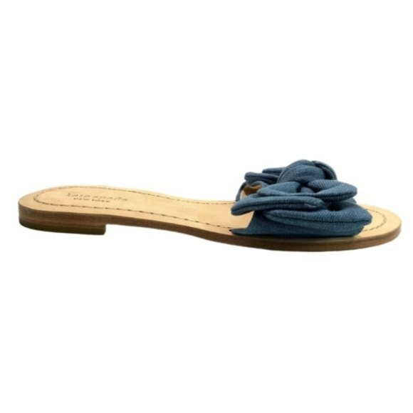 New Kate Spade New York Sasha Slide Bow Front Sandals Blue Denim 7 - Picture 3 of 12